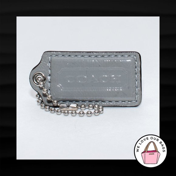2.5" Large COACH GRAY PATENT LEATHER KEY FOB BAG CHARM KEYCHAIN HANGTAG TAG - Picture 1 of 1
